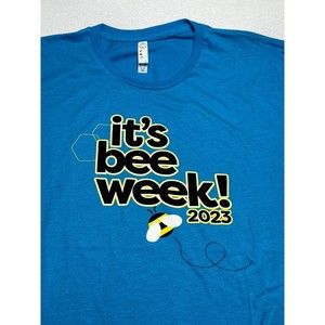 Live And Tell Apparel Womens Size XL Top Blue  It's bee week Shirt Spelling Bee